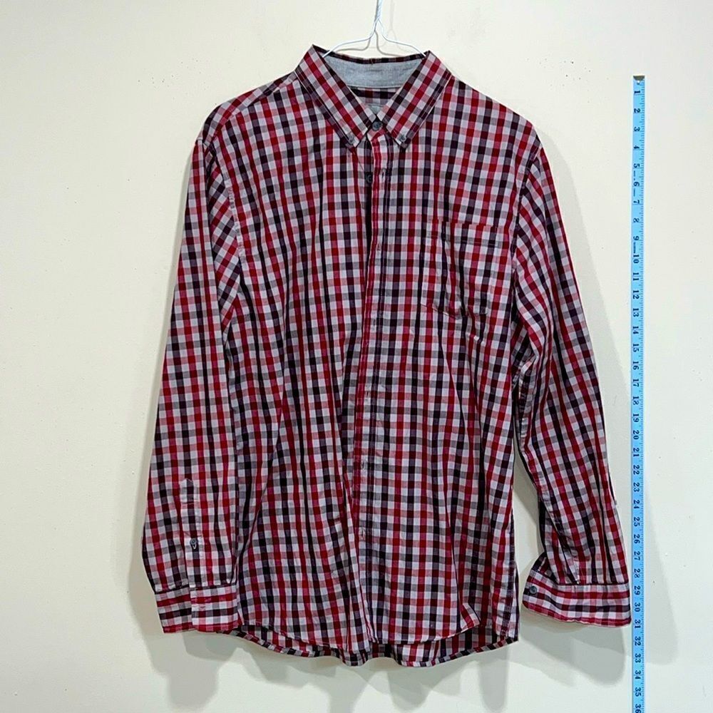 Men’s Red Plaid Button Down Shirt By Lee. Size Extra Large